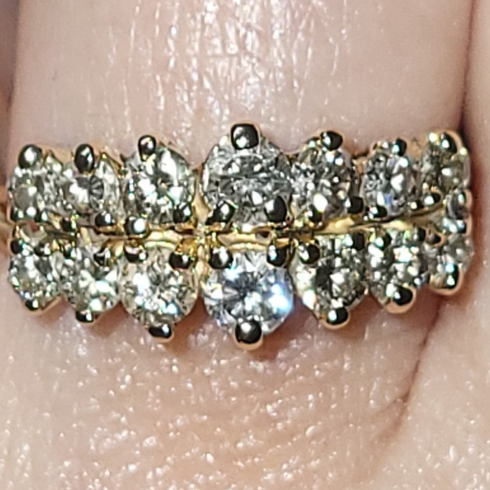 14k Yellow & White Gold Round Diamond Anniversary Band